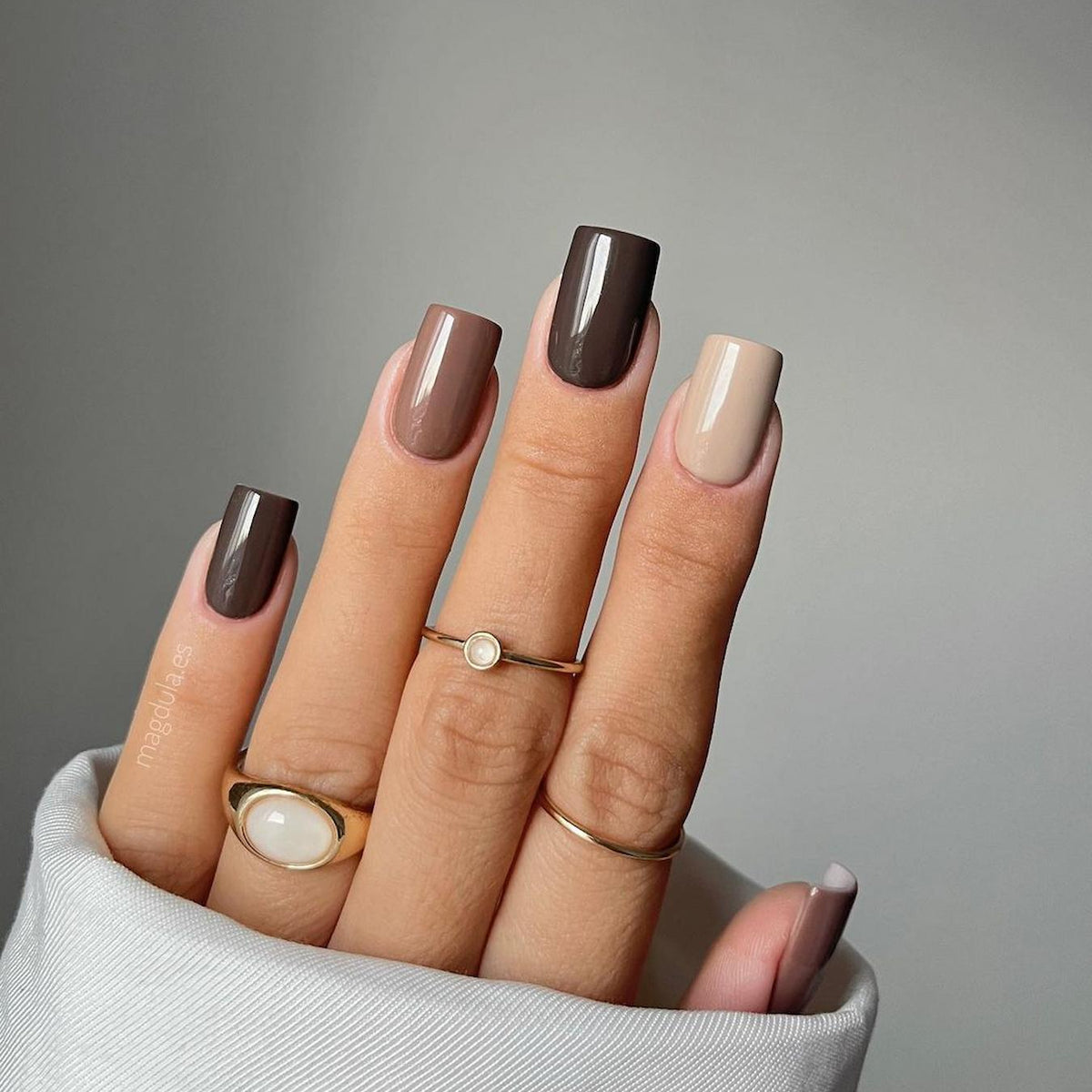 Brown Geometric Nails for Fall Charm