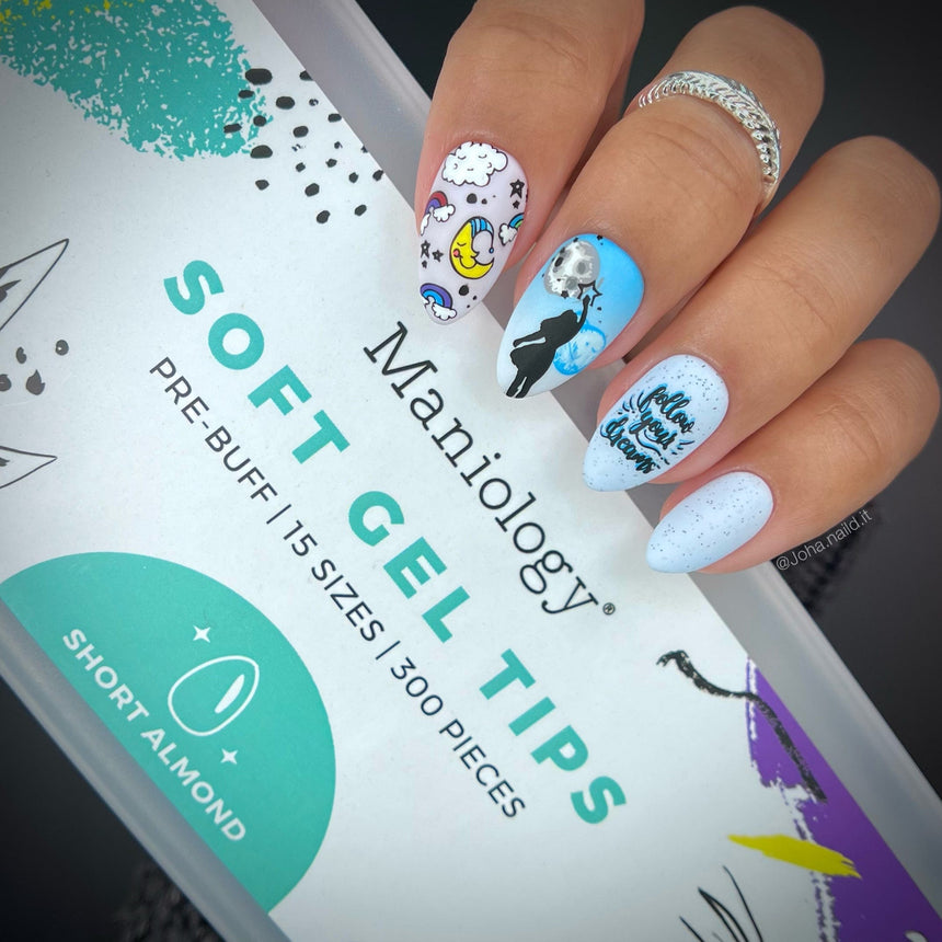 300pcs Full Cover Nail Tips for Extension in 15 Sizes - Short Almond