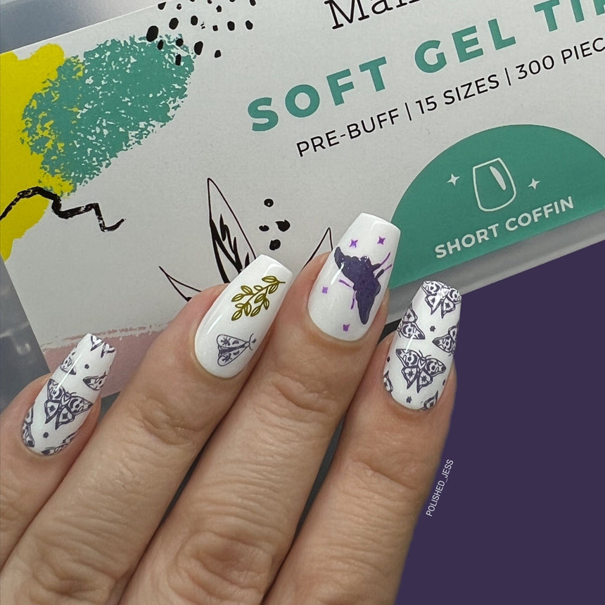 300pcs Full Cover Nail Tips for Extension in 15 Sizes - Short Coffin