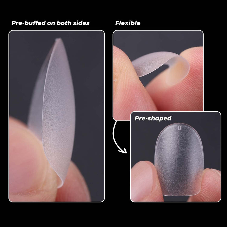 300pcs Full Cover Nail Tips for Extension in 15 Sizes - Short Round