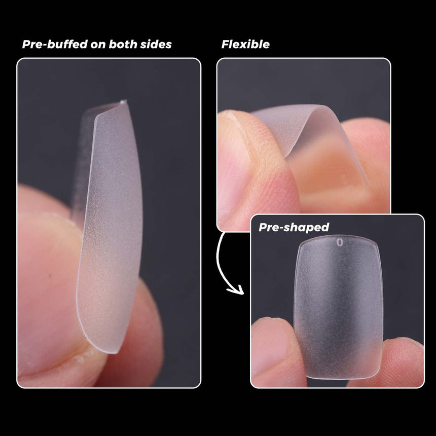 300pcs Full Cover Nail Tips for Extension in 15 Sizes - Short Square
