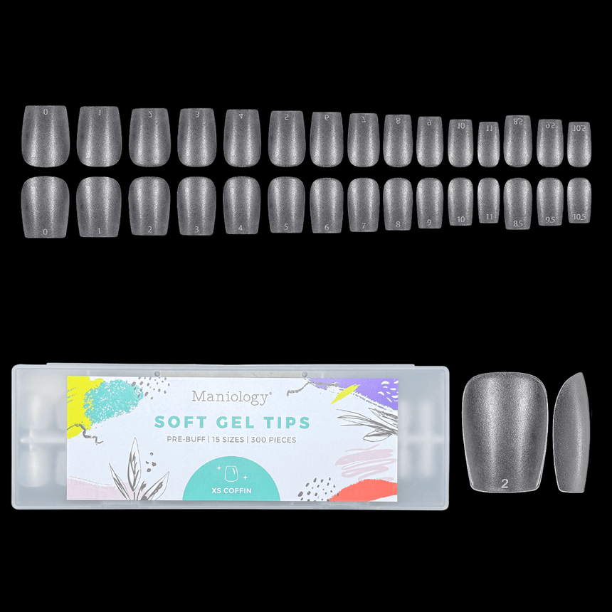 300pcs Full Cover Nail Tips for Extension in 15 Sizes - XS Coffin