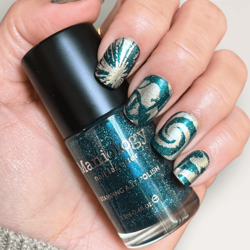 Night Sky (B579) - Dark Teal Holo Glitter Stamping Polish