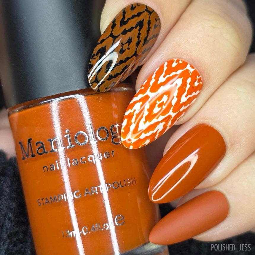 Autumn Blossom: Chrysanthemum (B302) Burnt Orange Stamping Polish