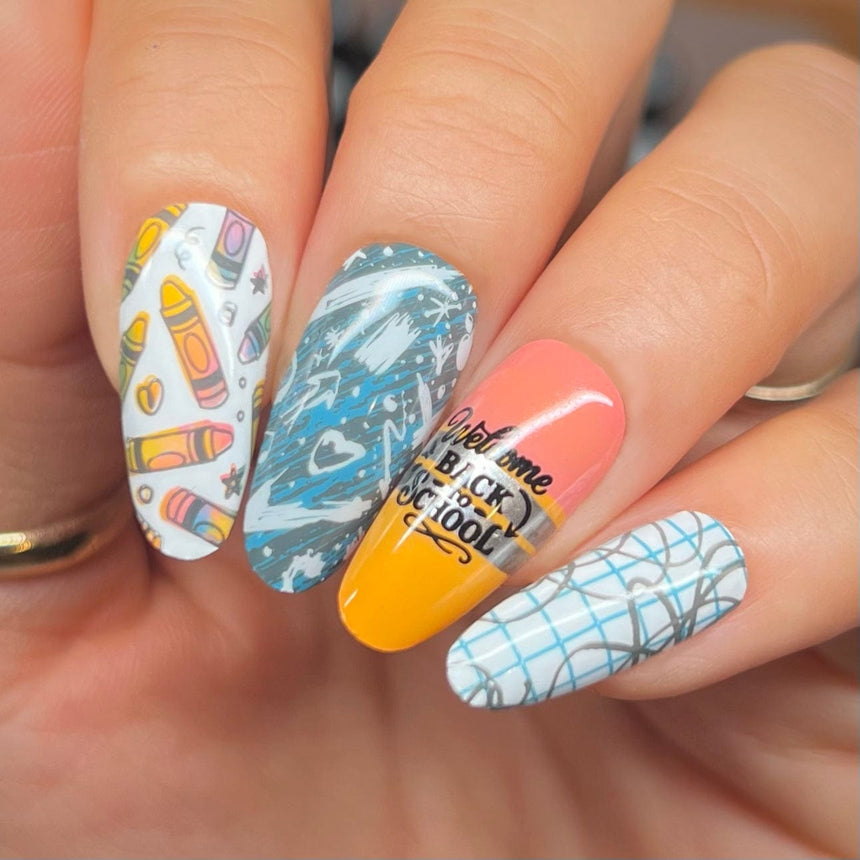 Back to School: First Day Jitters (M627) - Nail Stamping Plate