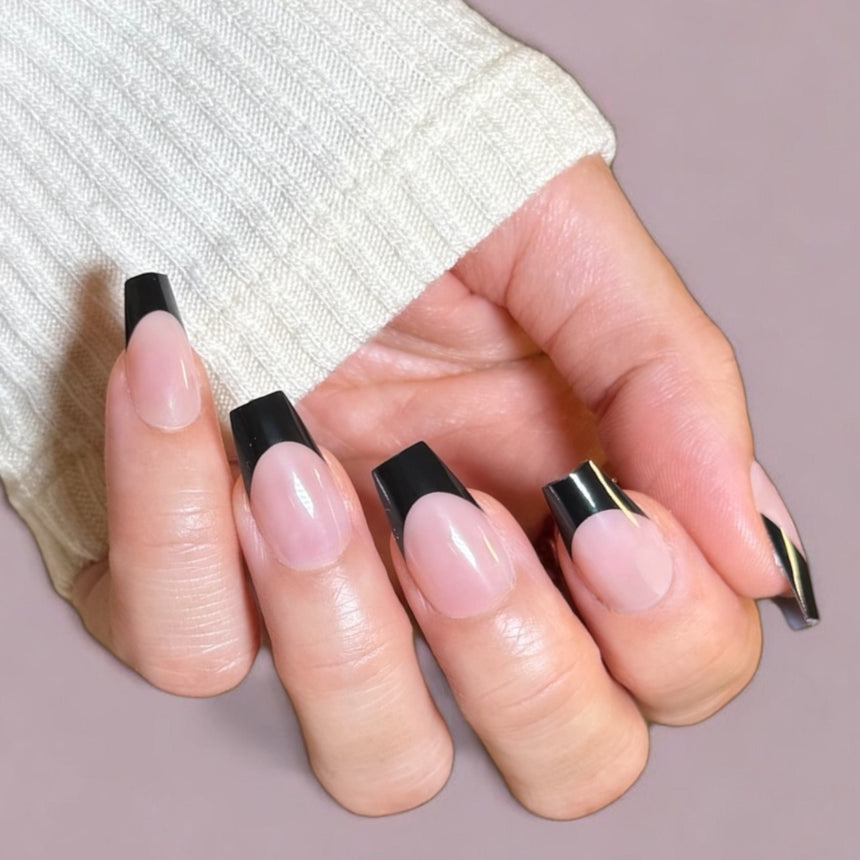 Black Tie Press-On Nails - Short Coffin