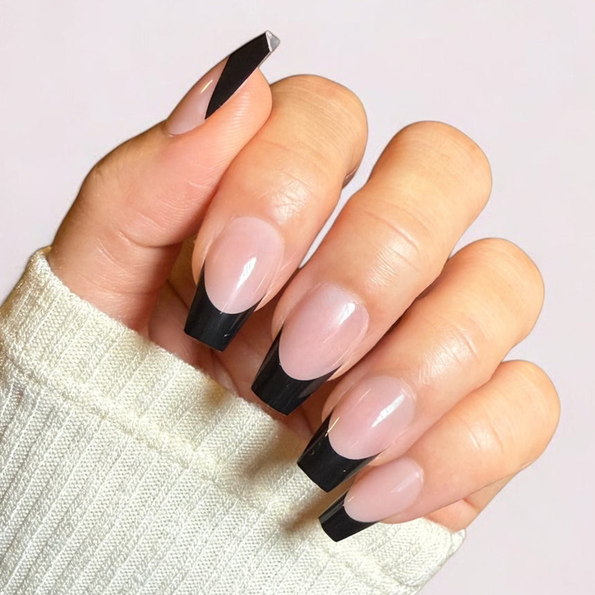 Black Tie Press-On Nails - Short Coffin