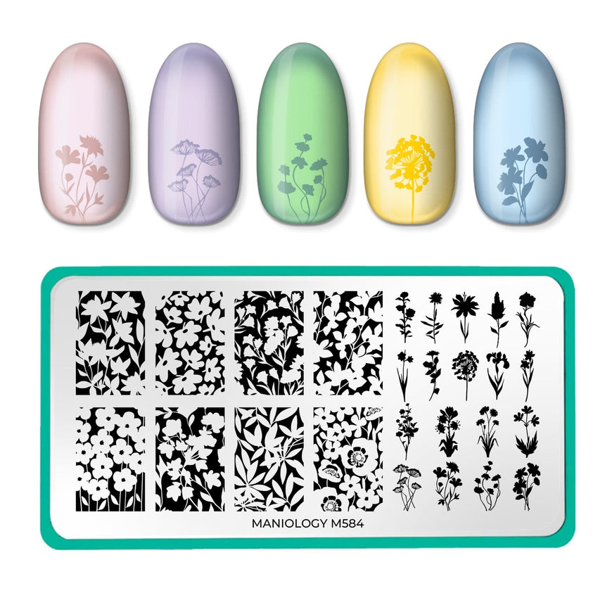 Blooming Silhouettes (M584) - Nail Stamping Plate