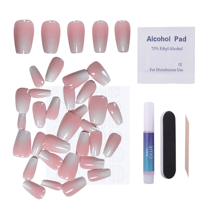 Blush Fade Press On Nails - Short Coffin