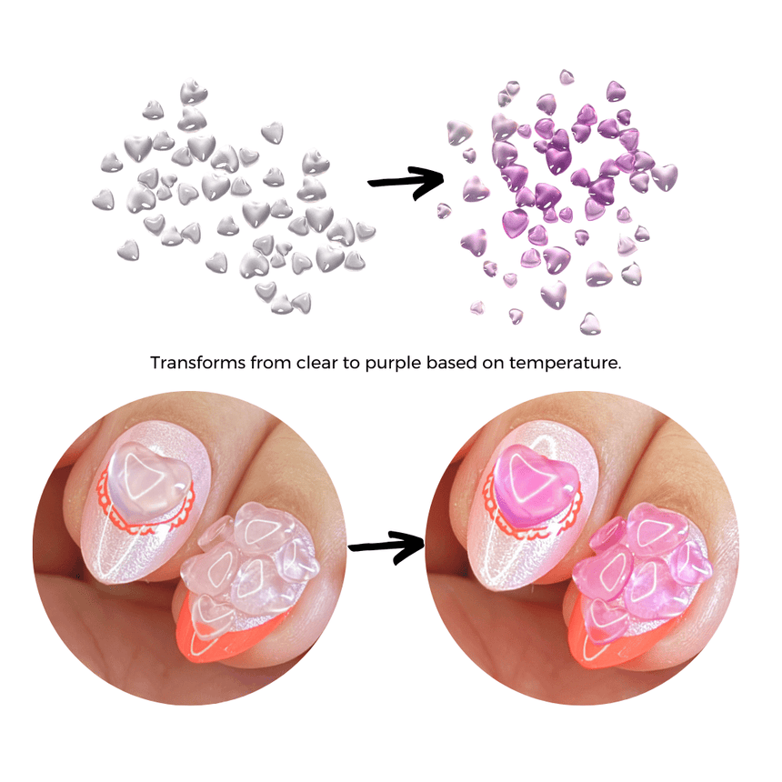 Color-changing heart studs