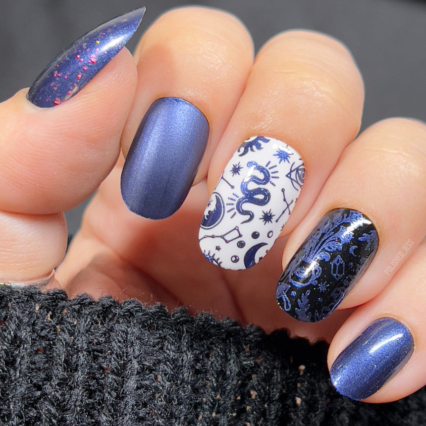Darkest Night: Cauldron (B307) - Metallic Navy Blue Stamping Polish