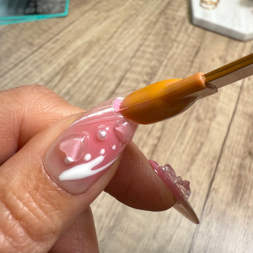 Dual-Ended Nail Art Tweezer and Silicone Pusher