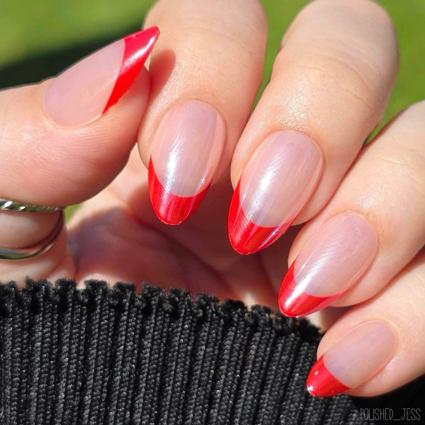 Fiery French Press On Nails - Short Almond