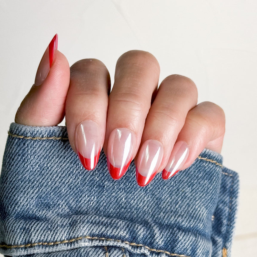 Fiery French Press On Nails - Short Almond