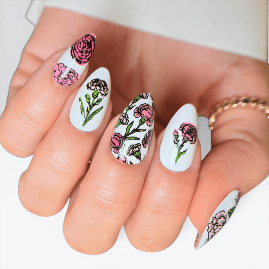 Forever Carnations (M732) - Nail Stamping Plate