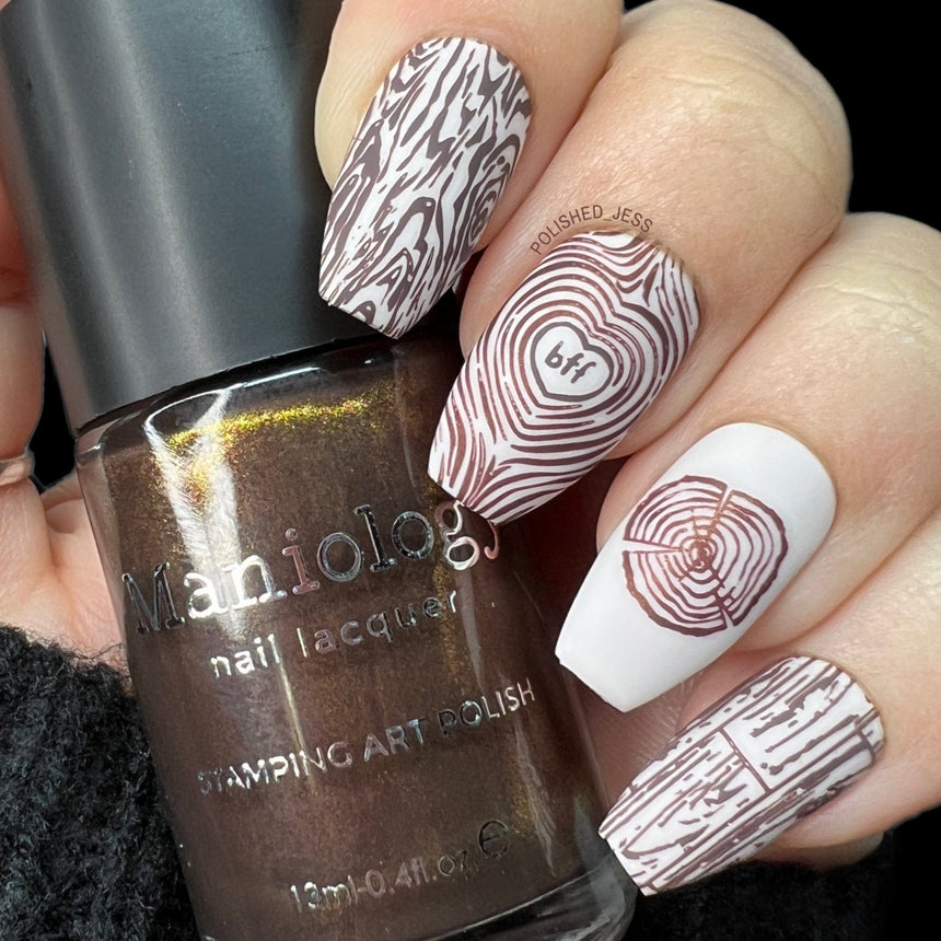 Gaslamp (B480) - Chocolate Brown with Gold Shimmer Stamping Polish