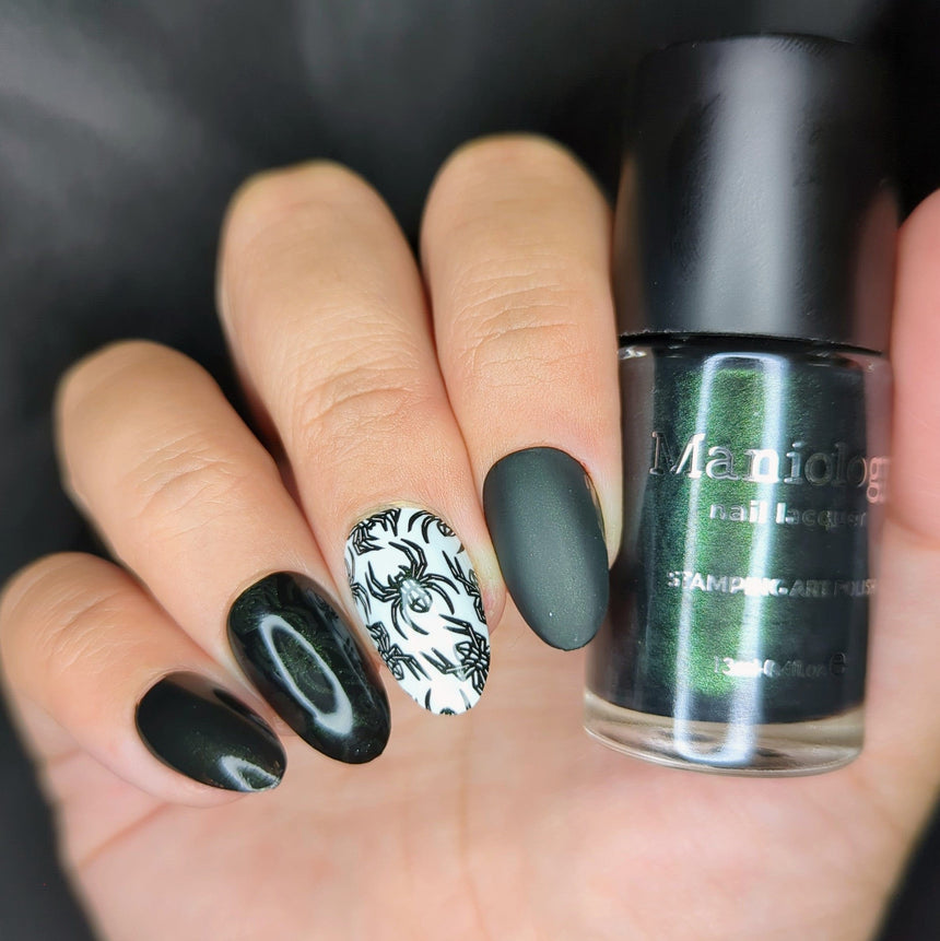 Ghostlight Gleam (B562) - Black with Iridescent Green Shimmer Stamping Polish