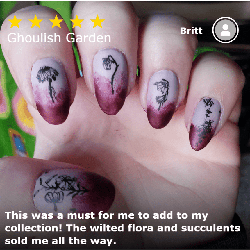 Ghoulish Garden (M324) - Nail Stamping Plate