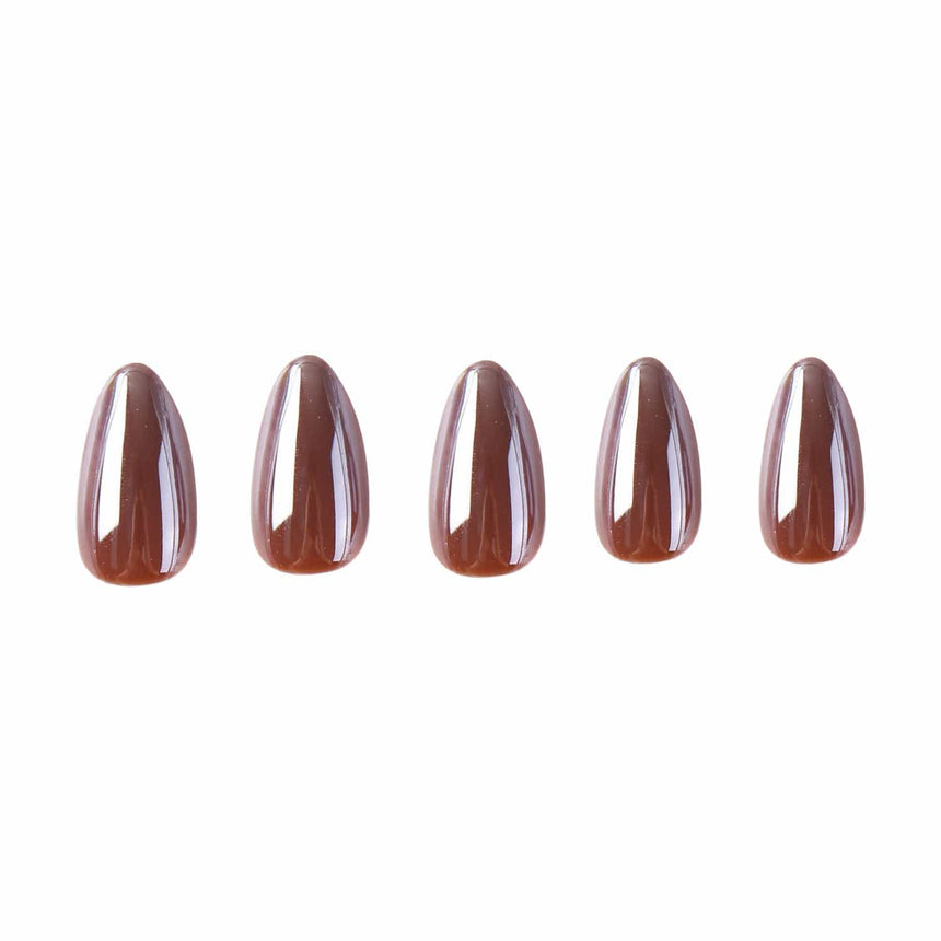 Glazed Cocoa Press On Nails - Short Almond