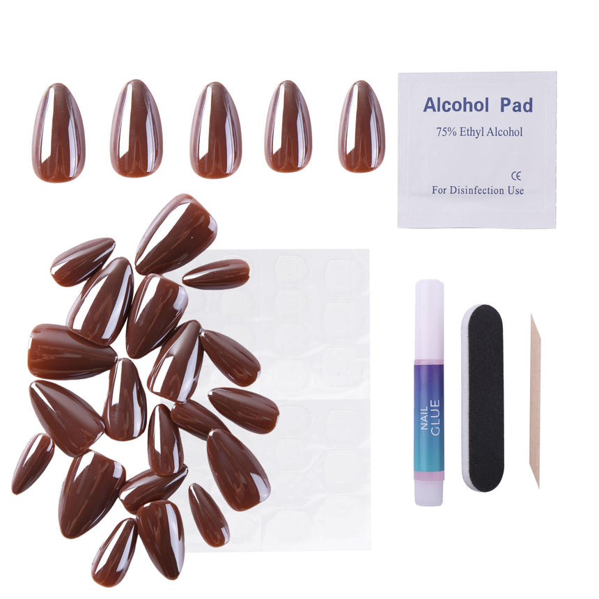 Glazed Cocoa Press On Nails - Short Almond