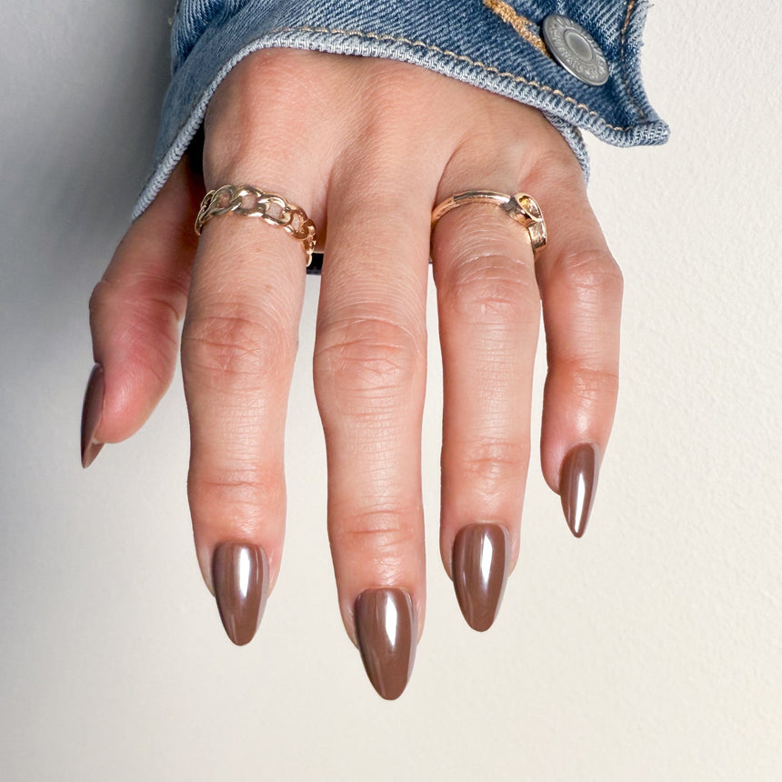 Glazed Cocoa Press On Nails - Short Almond