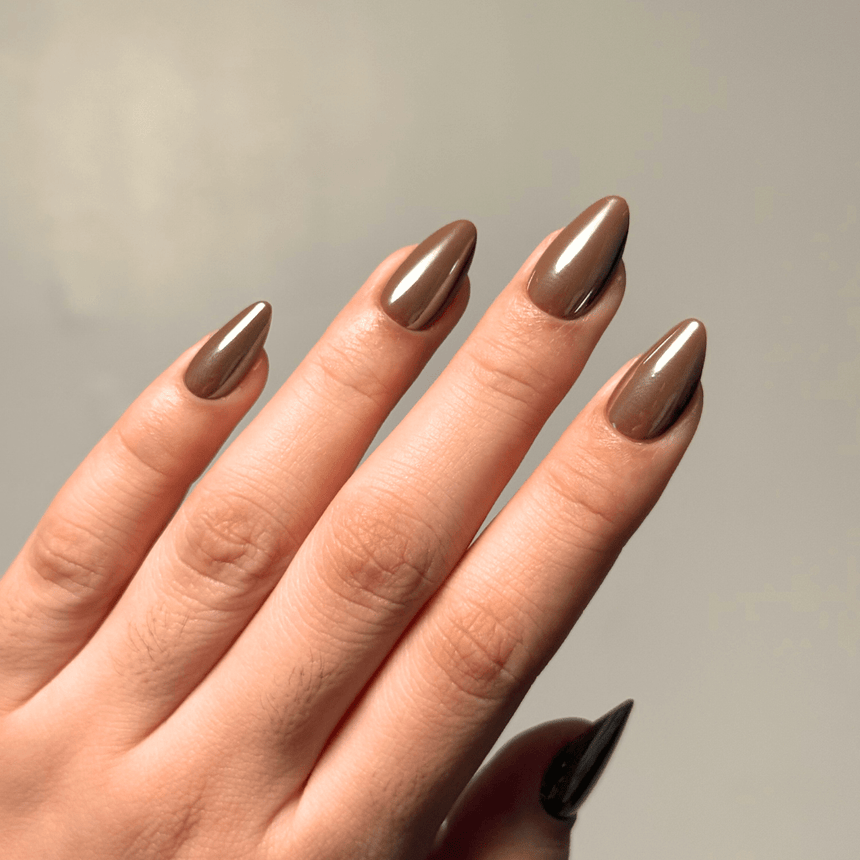 Glazed Cocoa Press On Nails - Short Almond