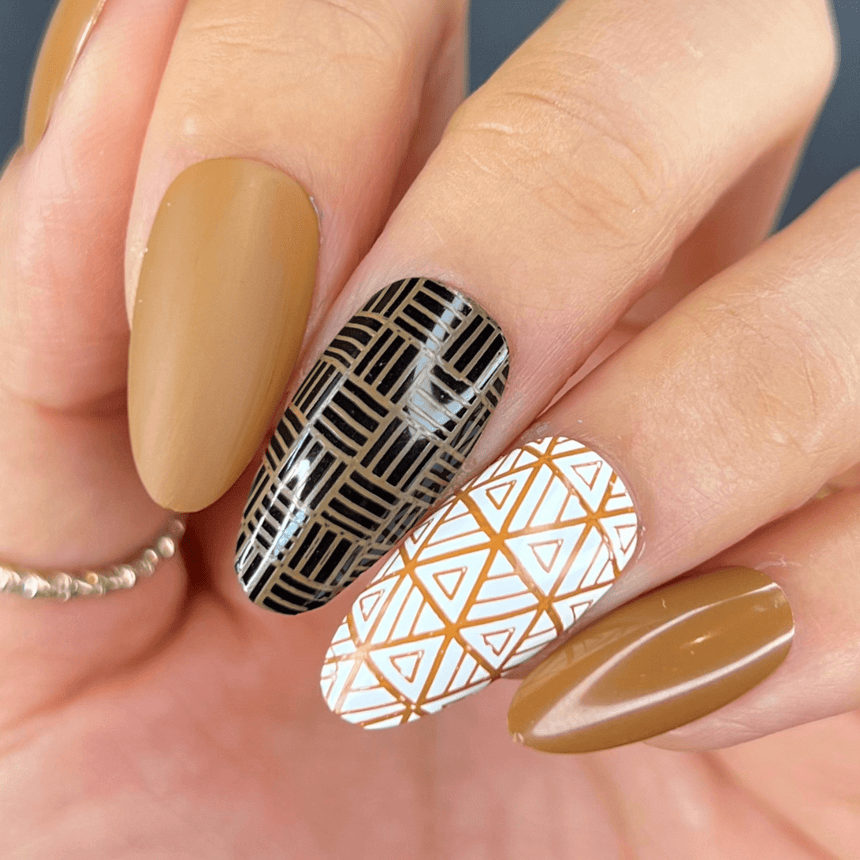 Grateful (B484) - Camel Brown Cream Stamping Polish