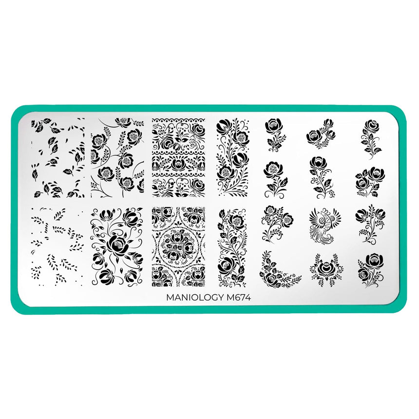 Gzhel Roses (M674) - Nail Stamping Plate