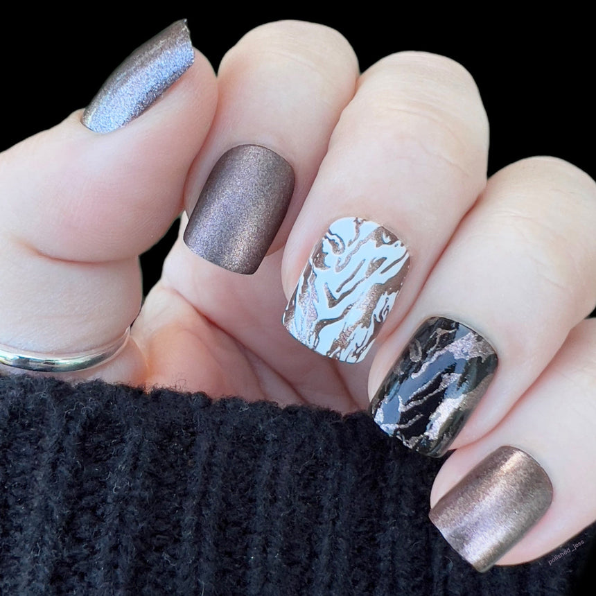 Haunted (B359) - Metallic Dark Brown Stamping Polish