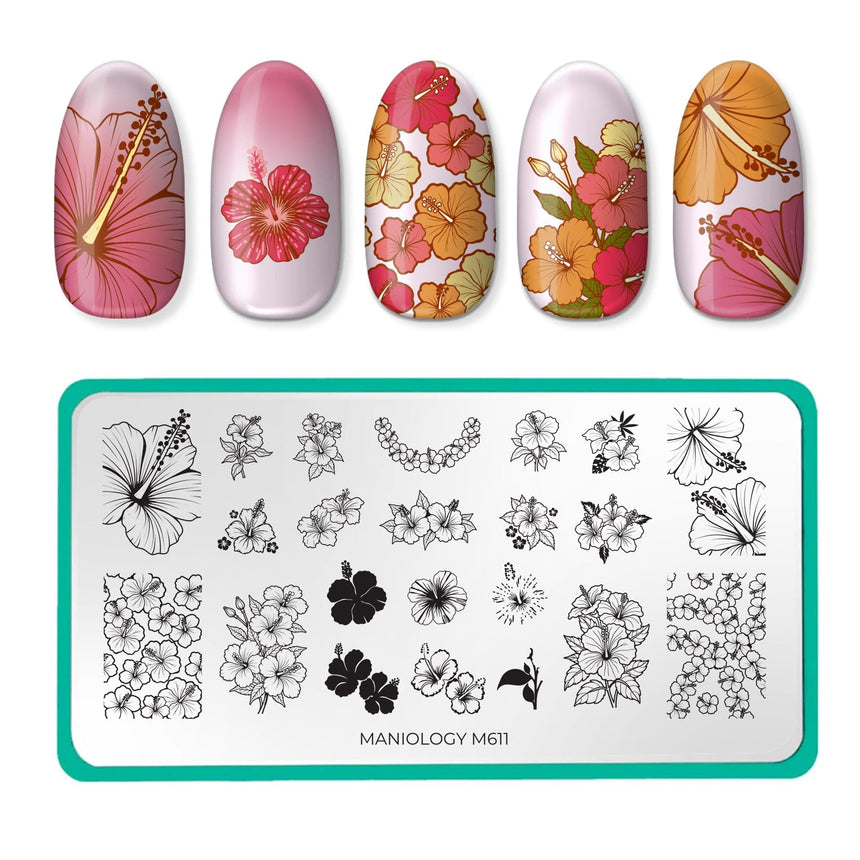 Hibiscus Haven (M611) - Nail Stamping Plate