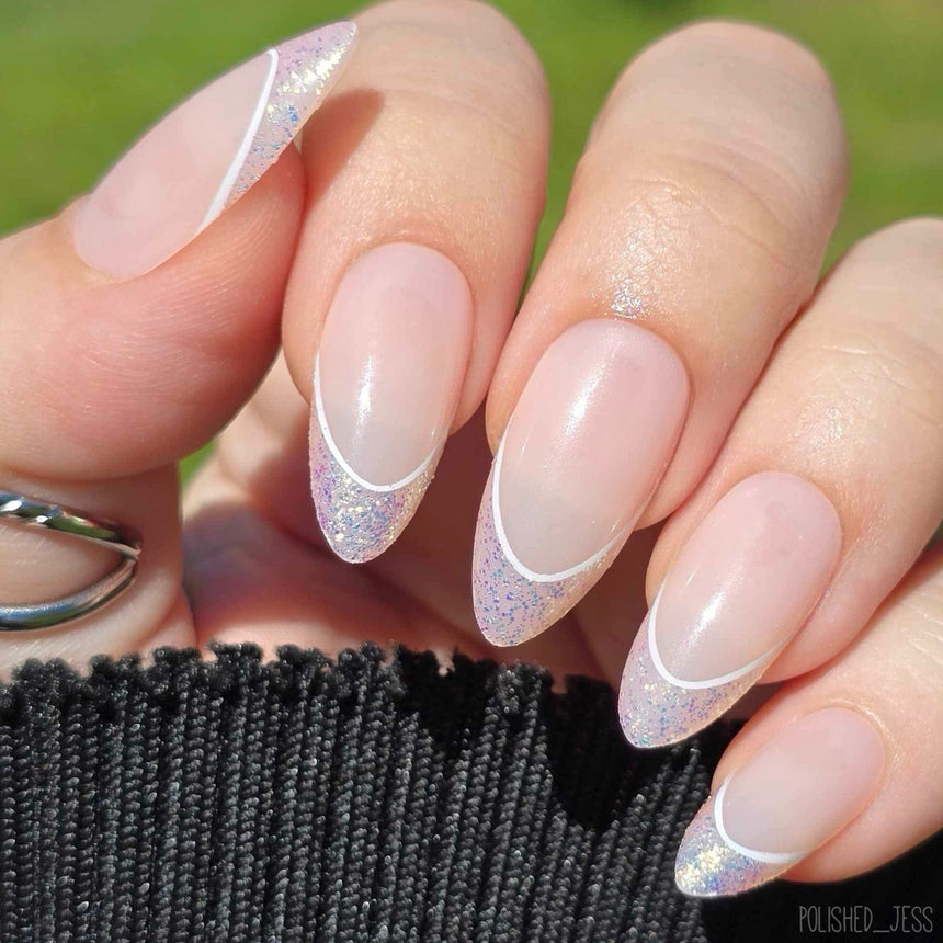 Iridescent French Press On Nails - Medium Almond