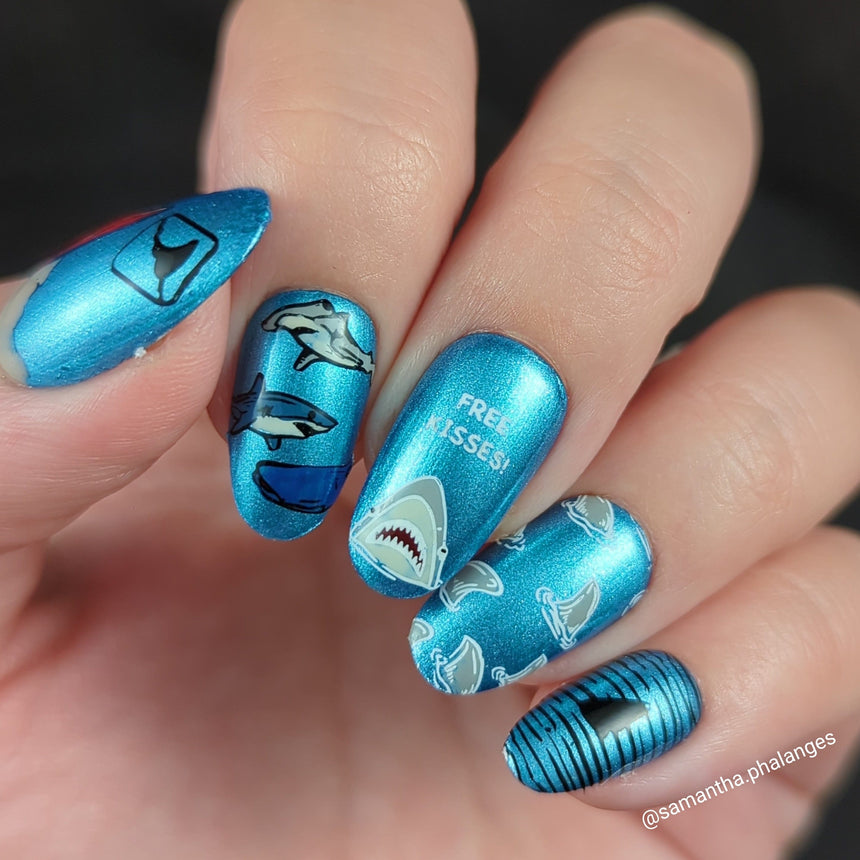Kiss a Shark (M377) - Nail Stamping Plate