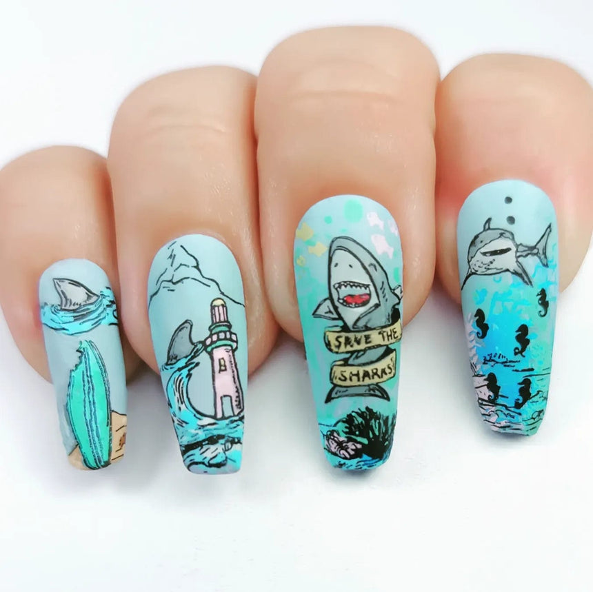 Kiss a Shark (M377) - Nail Stamping Plate