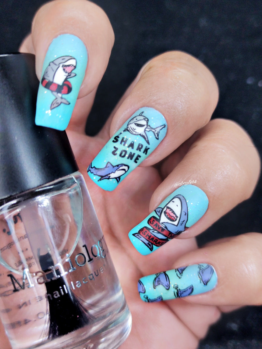 Kiss a Shark (M377) - Nail Stamping Plate