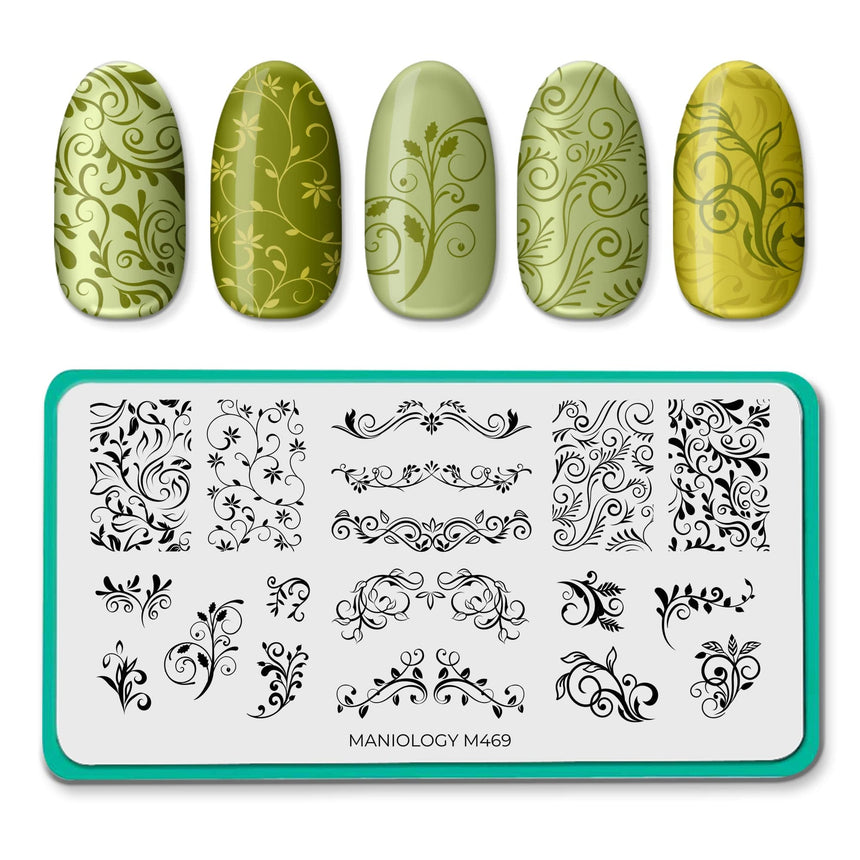 Leafy Swirls (M469) - Nail Stamping Plate
