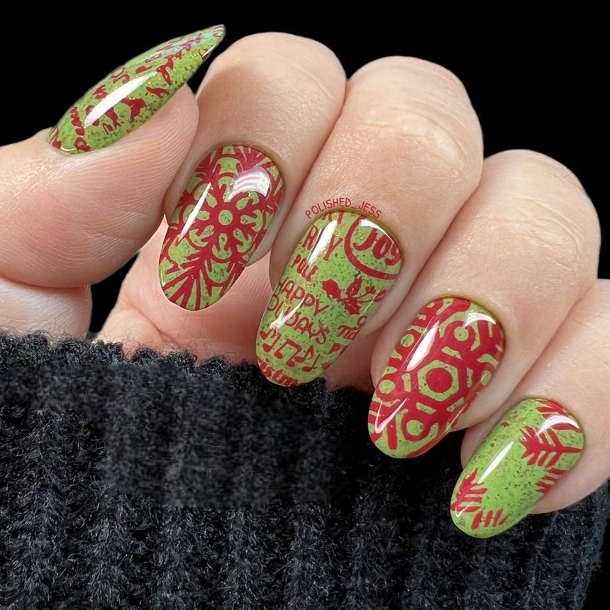Let It Snow/Xmas Spirit (m172) - Nail Stamping Plate