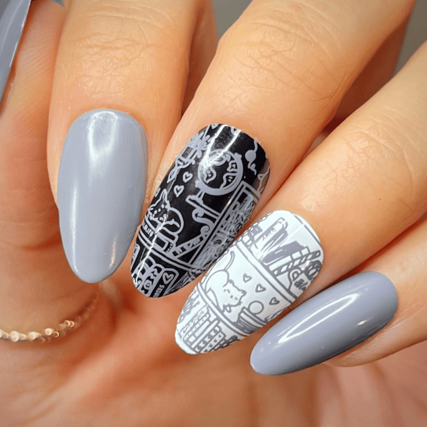 Literary Classic (B502) - Cream Gray Stamping Polish