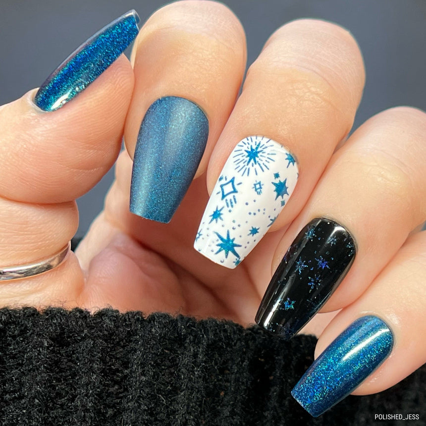 Deep Space (B505) - Holographic Navy Blue Stamping Polish