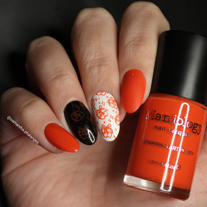 Pout (B539) - Bright Orange Red Stamping Polish