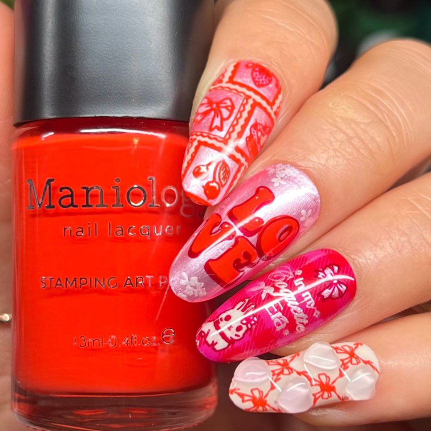 Pout (B539) - Bright Orange Red Stamping Polish