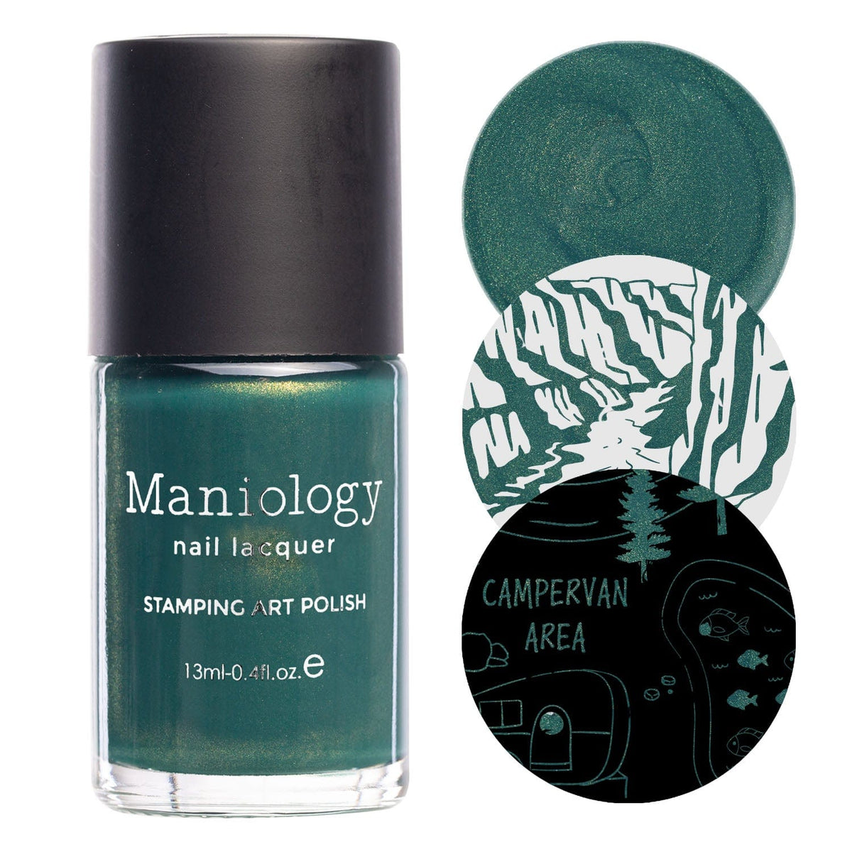 Canteen (B478) - Pearl Dark Green with Gold Shimmer Stamping Polish   Maniology
