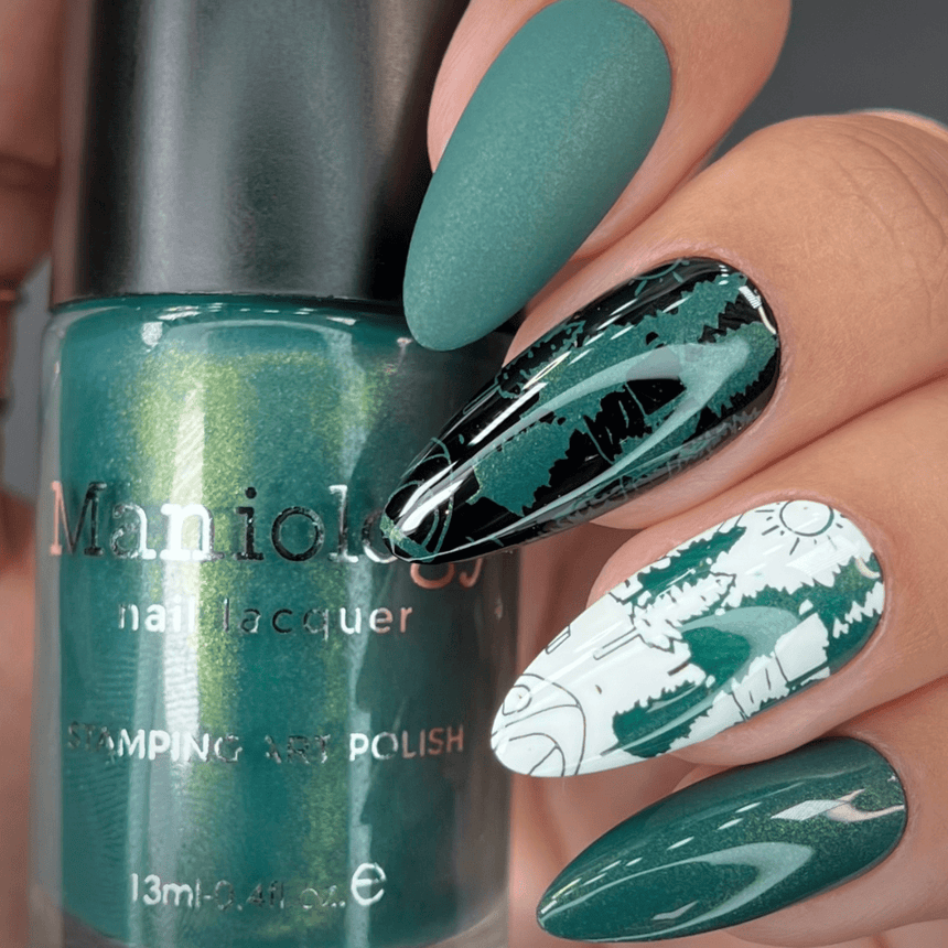 Canteen (B478) - Pearl Dark Green with Gold Shimmer Stamping Polish