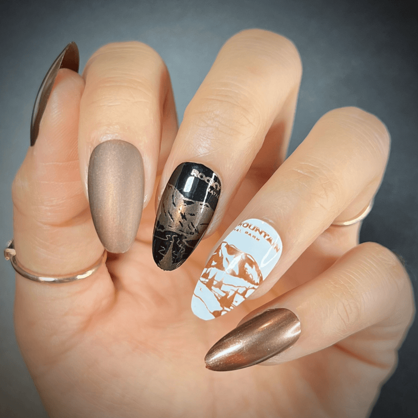 S'more (B479) - Metallic Pearl Chocolate Brown Stamping Polish