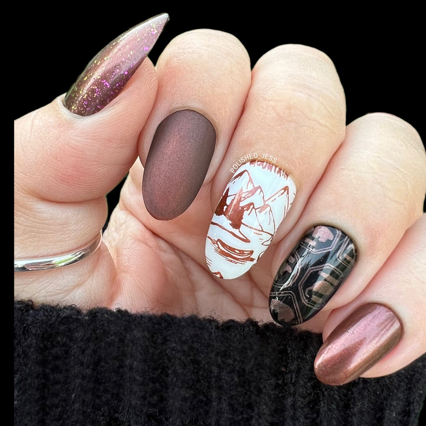 S'more (B479) - Metallic Pearl Chocolate Brown Stamping Polish
