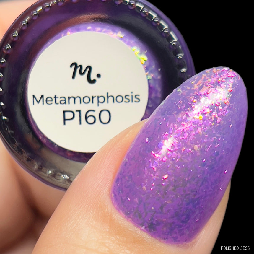 Metamorphosis (P160) - Sheer Purple with Gold Iridescent Flakies Nail Polish
