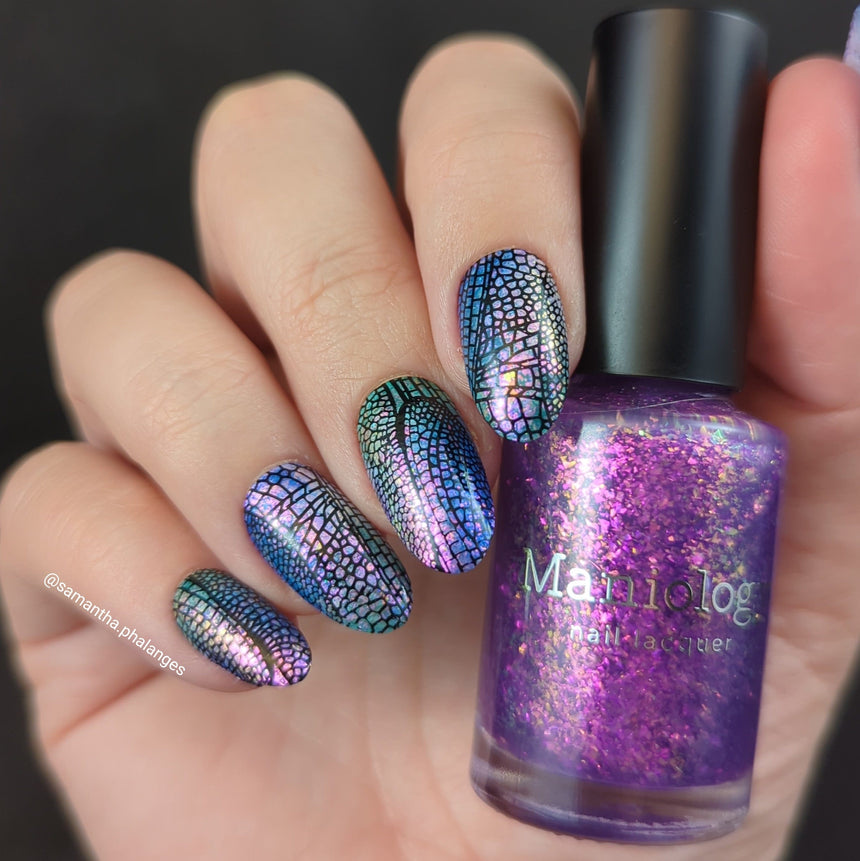 Metamorphosis (P160) - Sheer Purple with Gold Iridescent Flakies Nail Polish