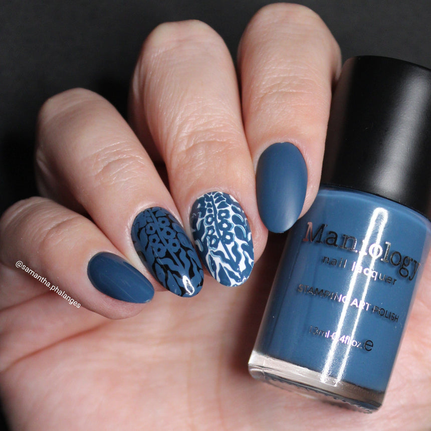 Midnight Maija (B542) - Cream Blue Stamping Polish