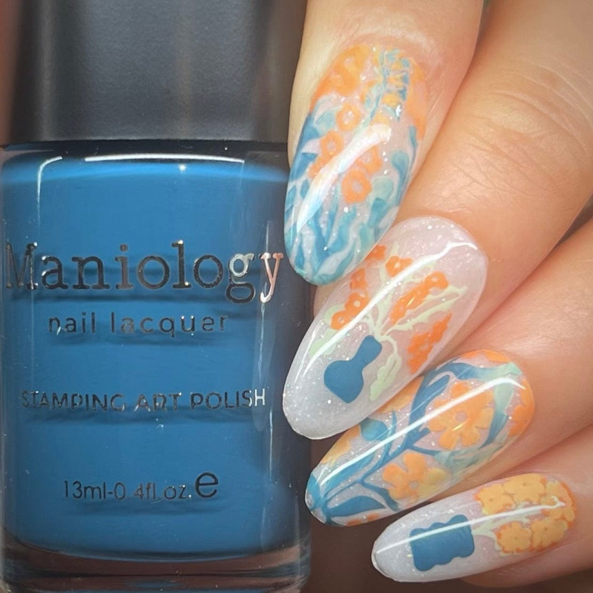 Midnight Maija (B542) - Cream Blue Stamping Polish