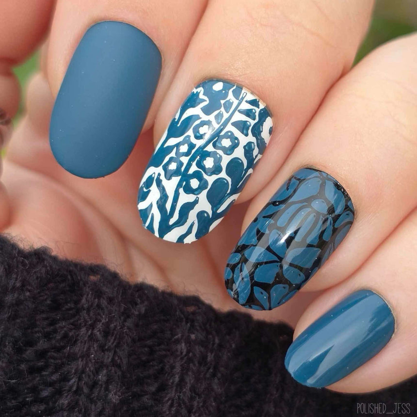 Midnight Maija (B542) - Cream Blue Stamping Polish