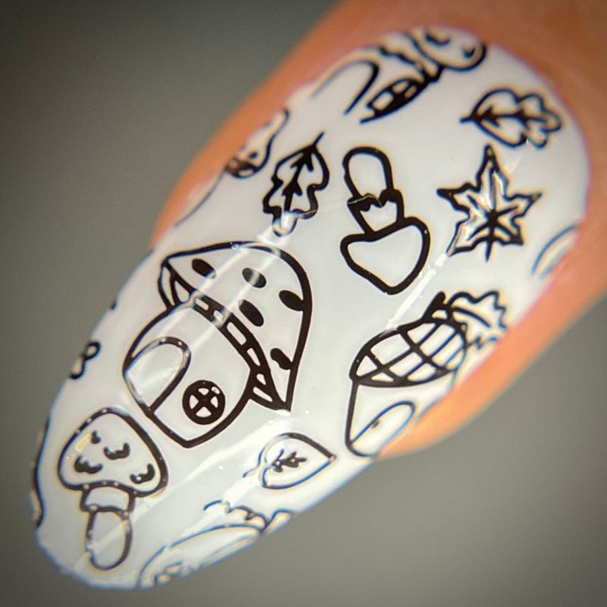 Acorn (B498) - Cream Dark Brown Stamping Polish